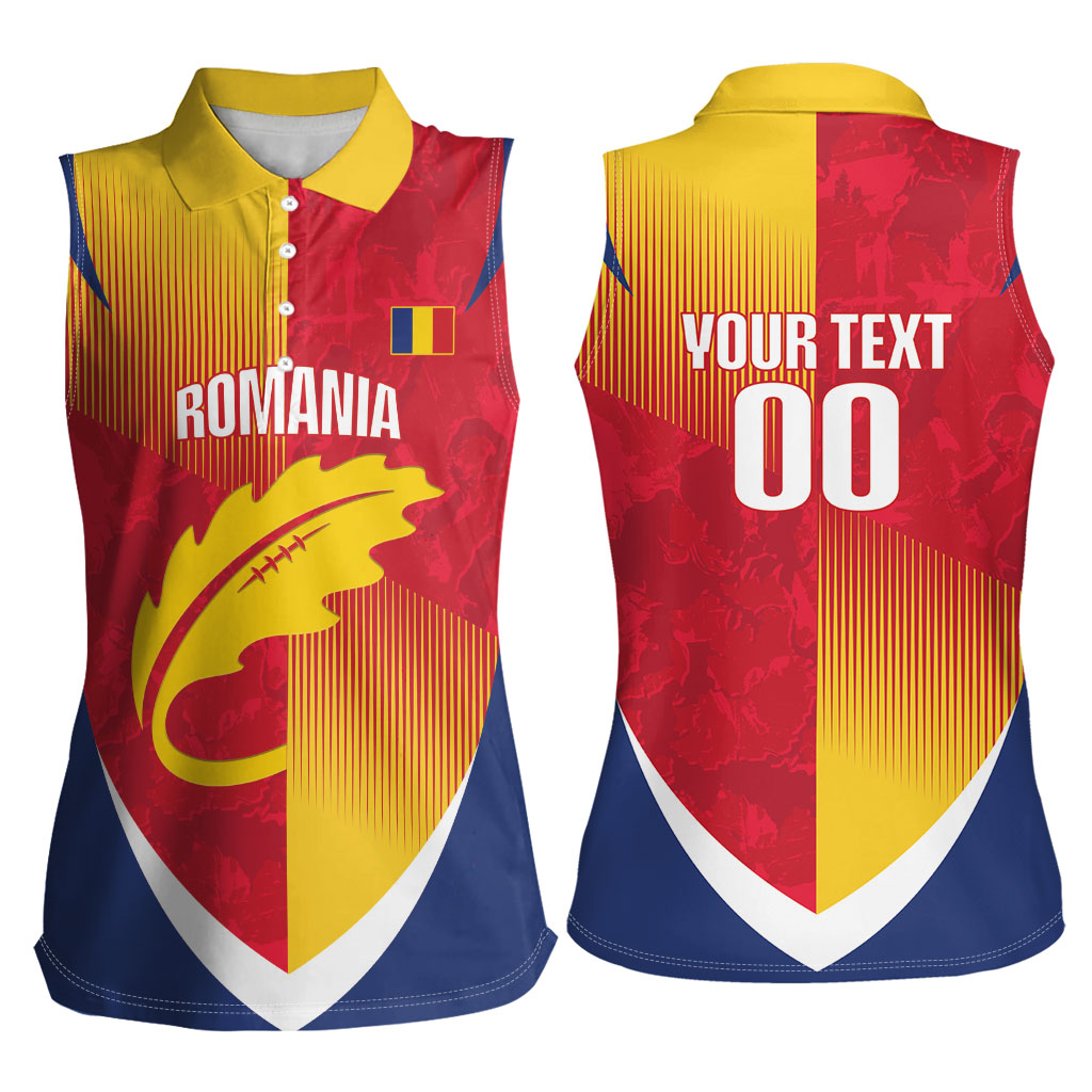 Custom Romania Rugby 2026 Women Sleeveless Polo Shirt Stejarii Oak Leaf Symbol