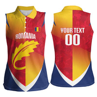 Custom Romania Rugby 2026 Women Sleeveless Polo Shirt Stejarii Oak Leaf Symbol