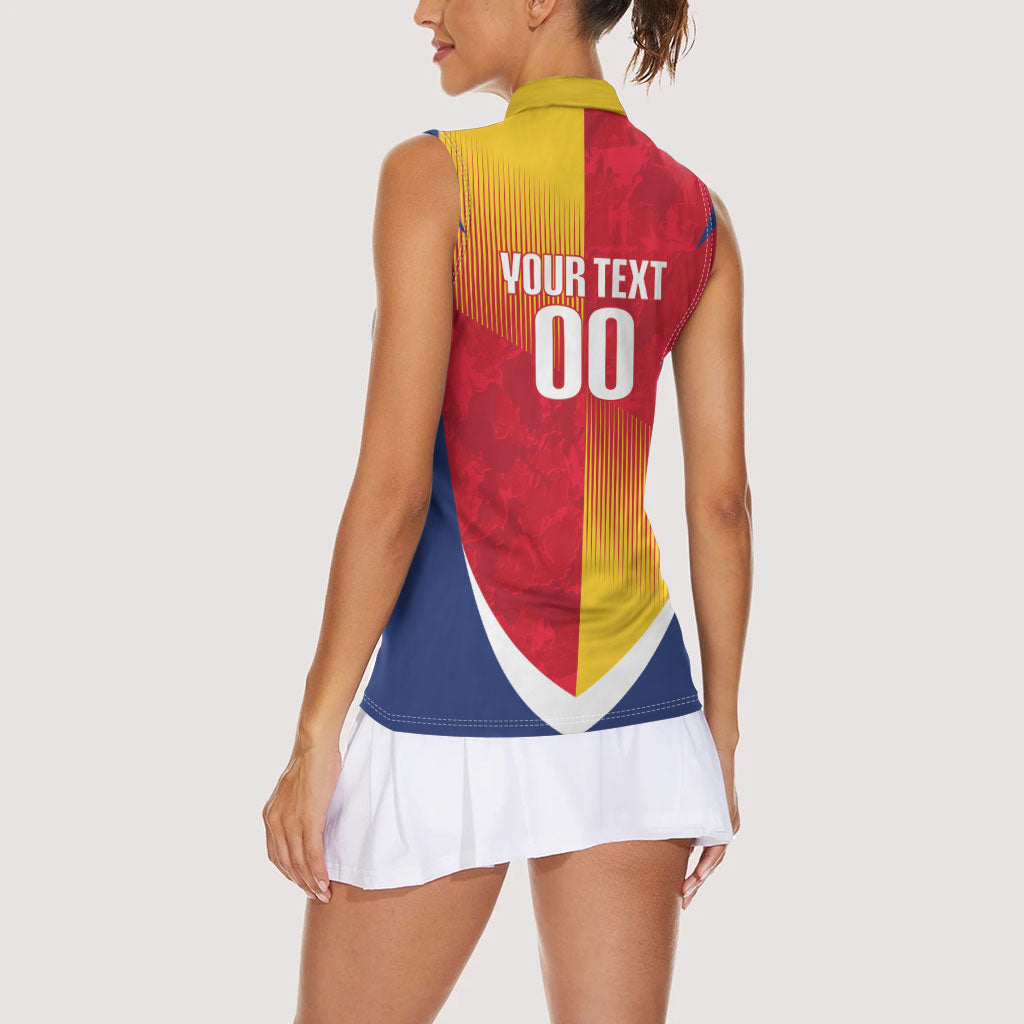 Custom Romania Rugby 2026 Women Sleeveless Polo Shirt Stejarii Oak Leaf Symbol