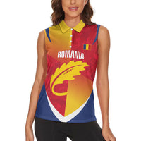 Custom Romania Rugby 2026 Women Sleeveless Polo Shirt Stejarii Oak Leaf Symbol