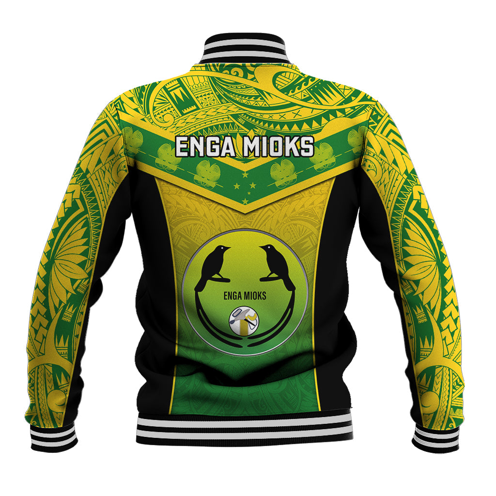 Papua New Guinea Rugby Baseball Jacket Enga Mioks PNG Polynesian Pattern - Wonder Print Shop