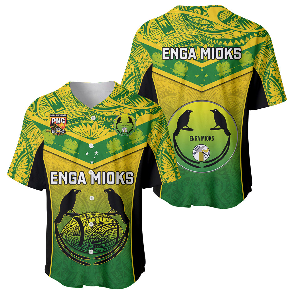 Papua New Guinea Rugby Baseball Jersey Enga Mioks PNG Polynesian Pattern - Wonder Print Shop