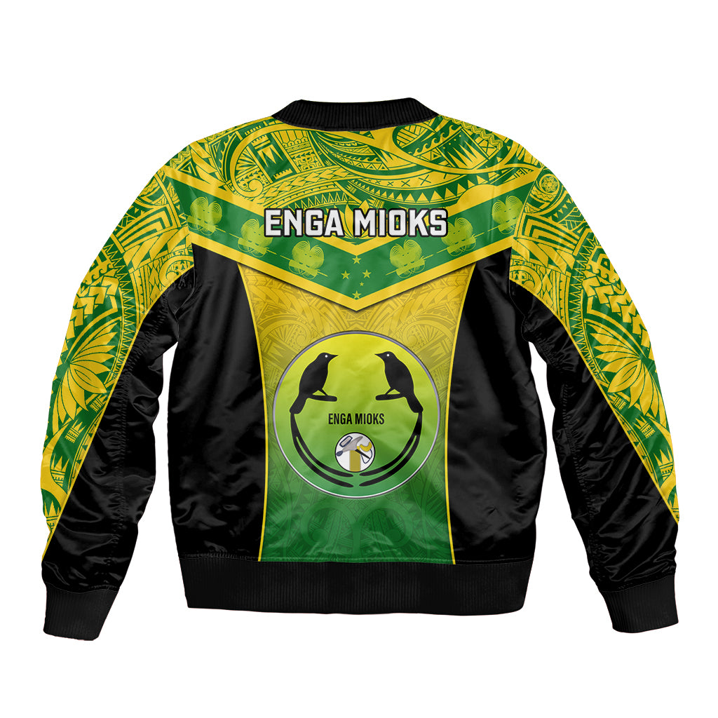 Papua New Guinea Rugby Bomber Jacket Enga Mioks PNG Polynesian Pattern - Wonder Print Shop