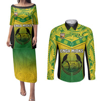 Papua New Guinea Rugby Couples Matching Puletasi Dress and Long Sleeve Button Shirts Enga Mioks PNG Polynesian Pattern - Wonder Print Shop