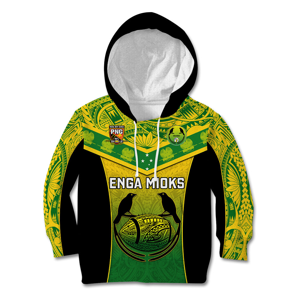 Papua New Guinea Rugby Kid Hoodie Enga Mioks PNG Polynesian Pattern - Wonder Print Shop