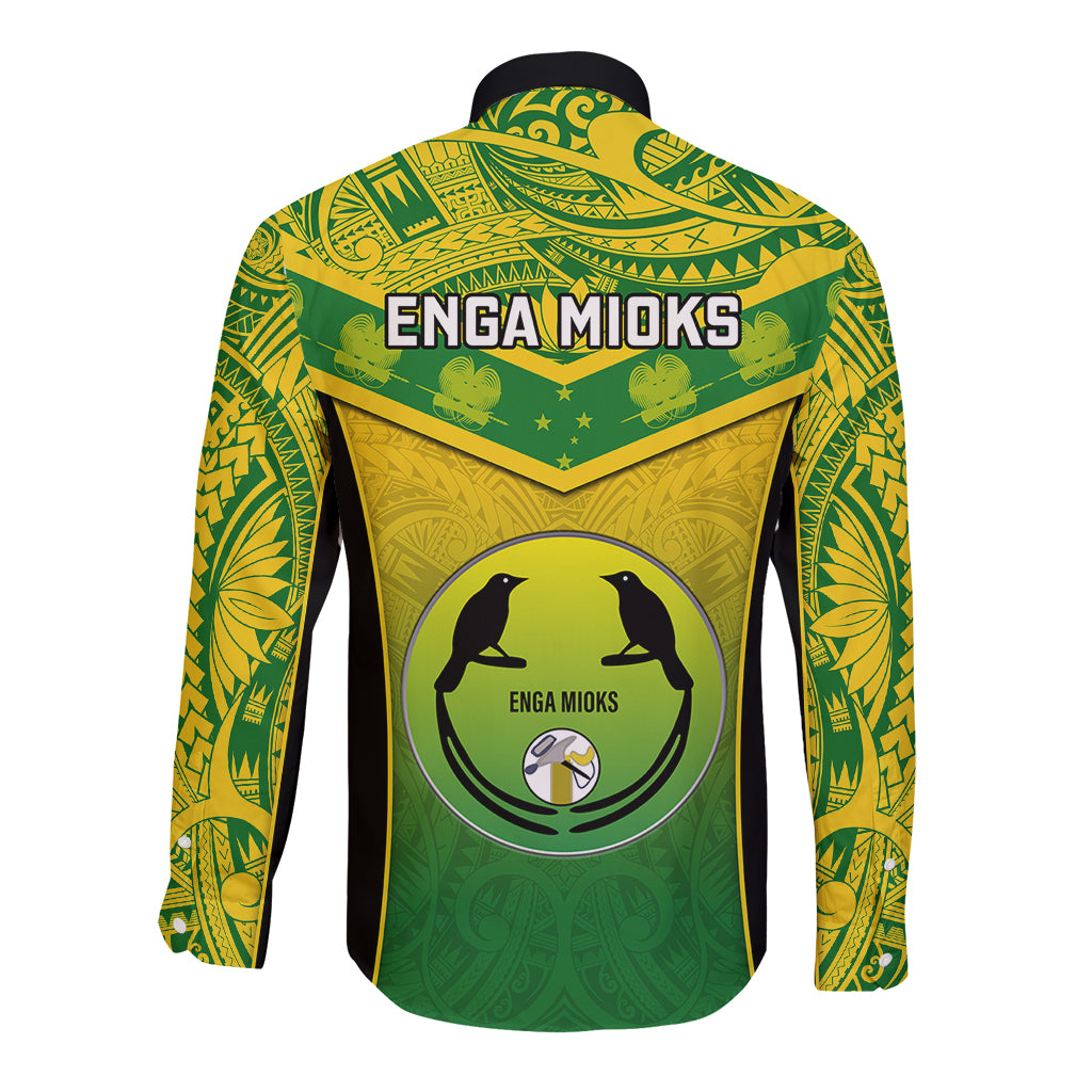 Papua New Guinea Rugby Long Sleeve Button Shirt Enga Mioks PNG Polynesian Pattern - Wonder Print Shop