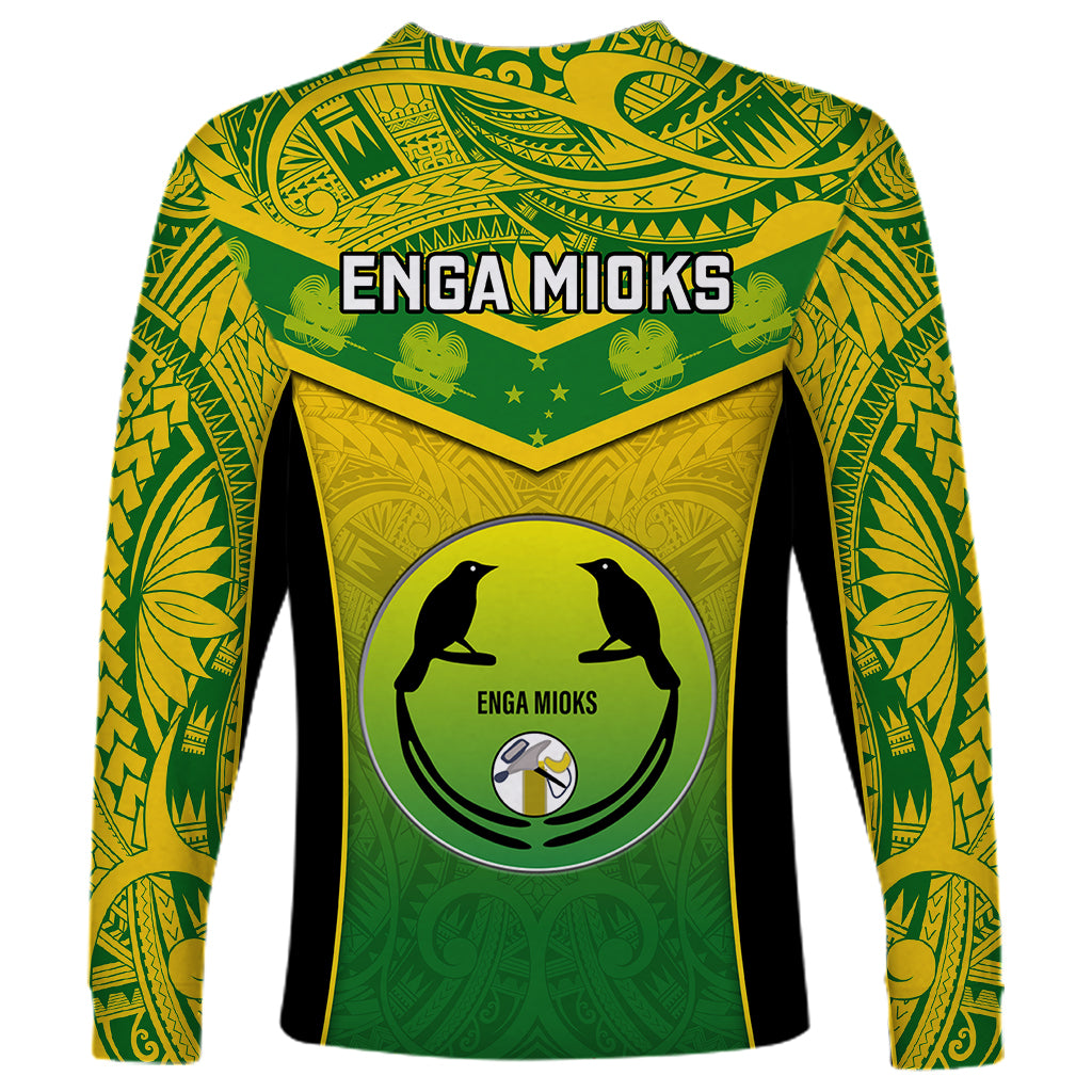 Papua New Guinea Rugby Long Sleeve Shirt Enga Mioks PNG Polynesian Pattern - Wonder Print Shop