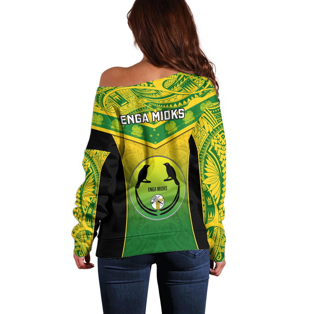 Papua New Guinea Rugby Off Shoulder Sweater Enga Mioks PNG Polynesian Pattern - Wonder Print Shop