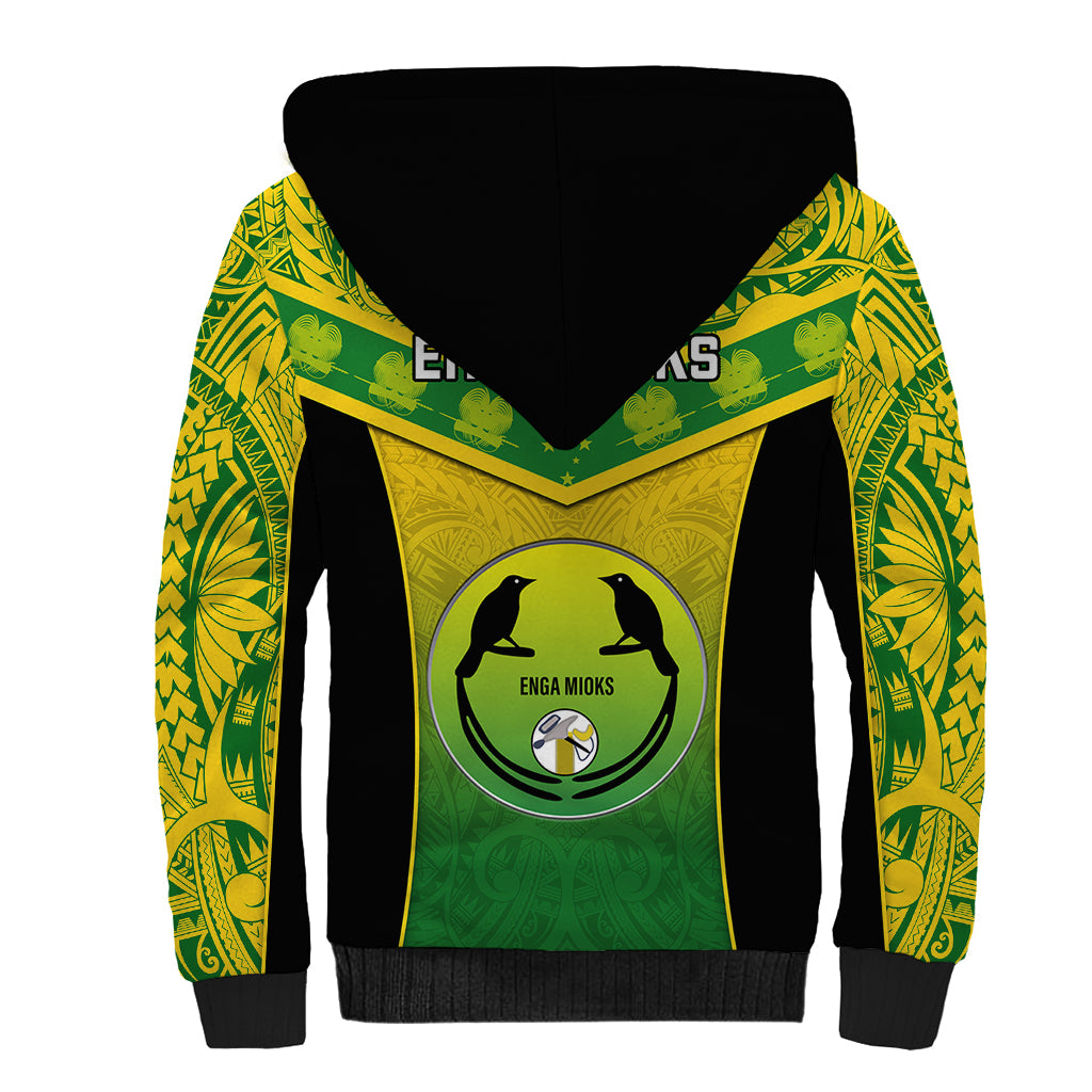 Papua New Guinea Rugby Sherpa Hoodie Enga Mioks PNG Polynesian Pattern - Wonder Print Shop