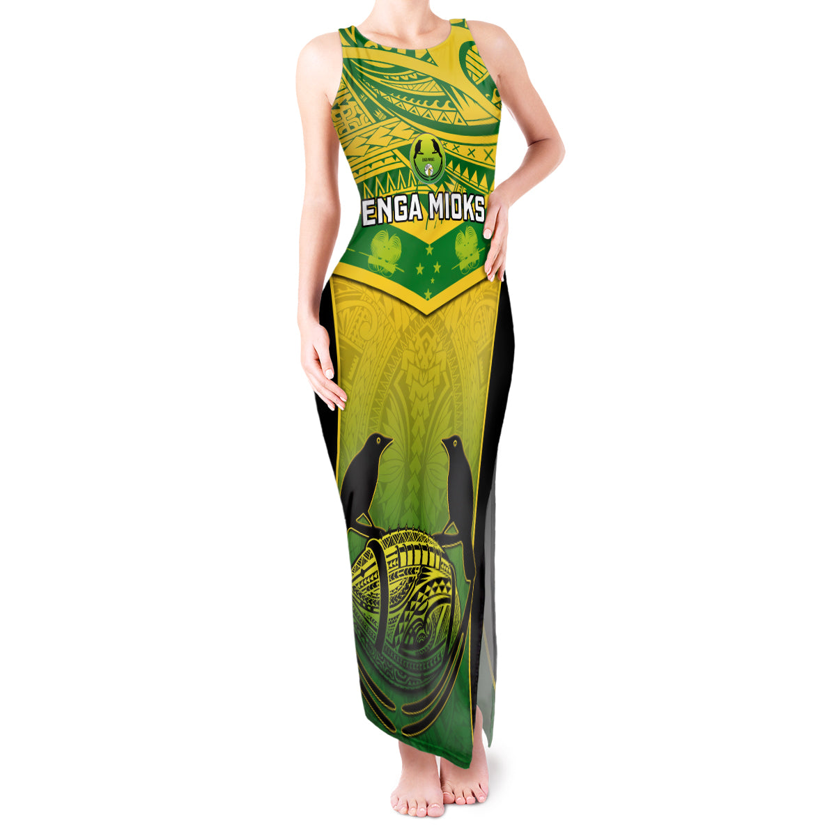 Papua New Guinea Rugby Tank Maxi Dress Enga Mioks PNG Polynesian Pattern - Wonder Print Shop