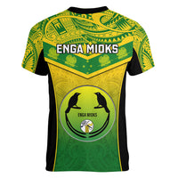 Papua New Guinea Rugby Women V Neck T Shirt Enga Mioks PNG Polynesian Pattern - Wonder Print Shop