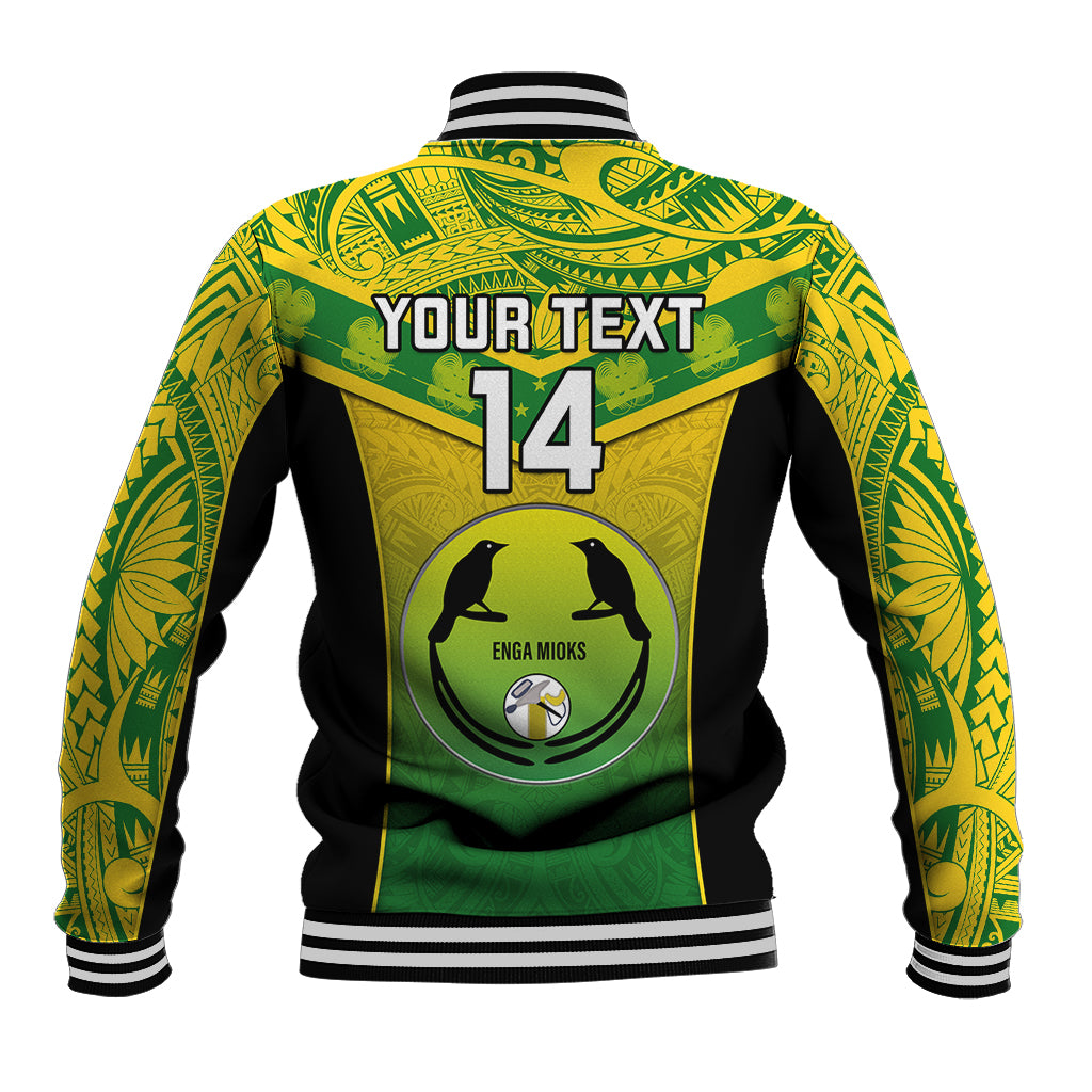 Custom Papua New Guinea Rugby Baseball Jacket Enga Mioks PNG Polynesian Pattern - Wonder Print Shop