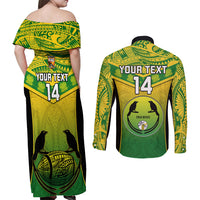 Custom Papua New Guinea Rugby Couples Matching Off Shoulder Maxi Dress and Long Sleeve Button Shirts Enga Mioks PNG Polynesian Pattern - Wonder Print Shop