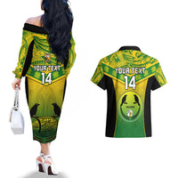 Custom Papua New Guinea Rugby Couples Matching Off The Shoulder Long Sleeve Dress and Hawaiian Shirt Enga Mioks PNG Polynesian Pattern - Wonder Print Shop