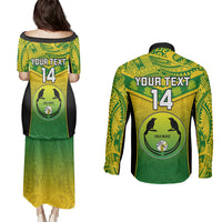 Custom Papua New Guinea Rugby Couples Matching Puletasi Dress and Long Sleeve Button Shirts Enga Mioks PNG Polynesian Pattern - Wonder Print Shop