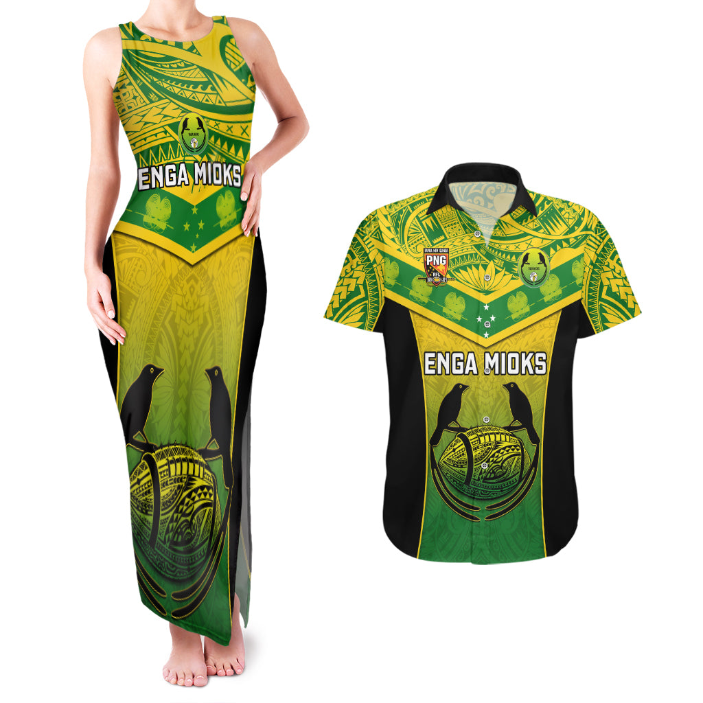 Custom Papua New Guinea Rugby Couples Matching Tank Maxi Dress And Hawaiian Shirt Enga Mioks PNG Polynesian Pattern - Wonder Print Shop