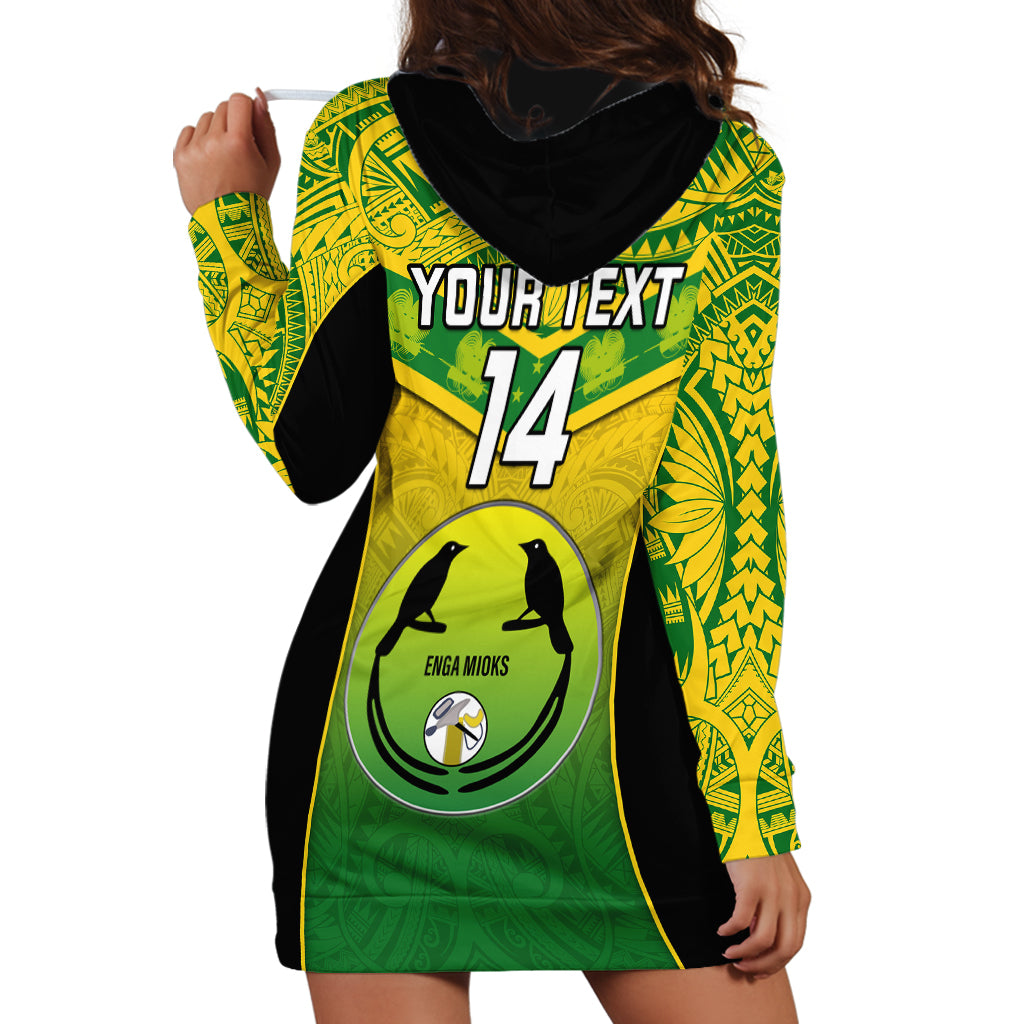 Custom Papua New Guinea Rugby Hoodie Dress Enga Mioks PNG Polynesian Pattern - Wonder Print Shop