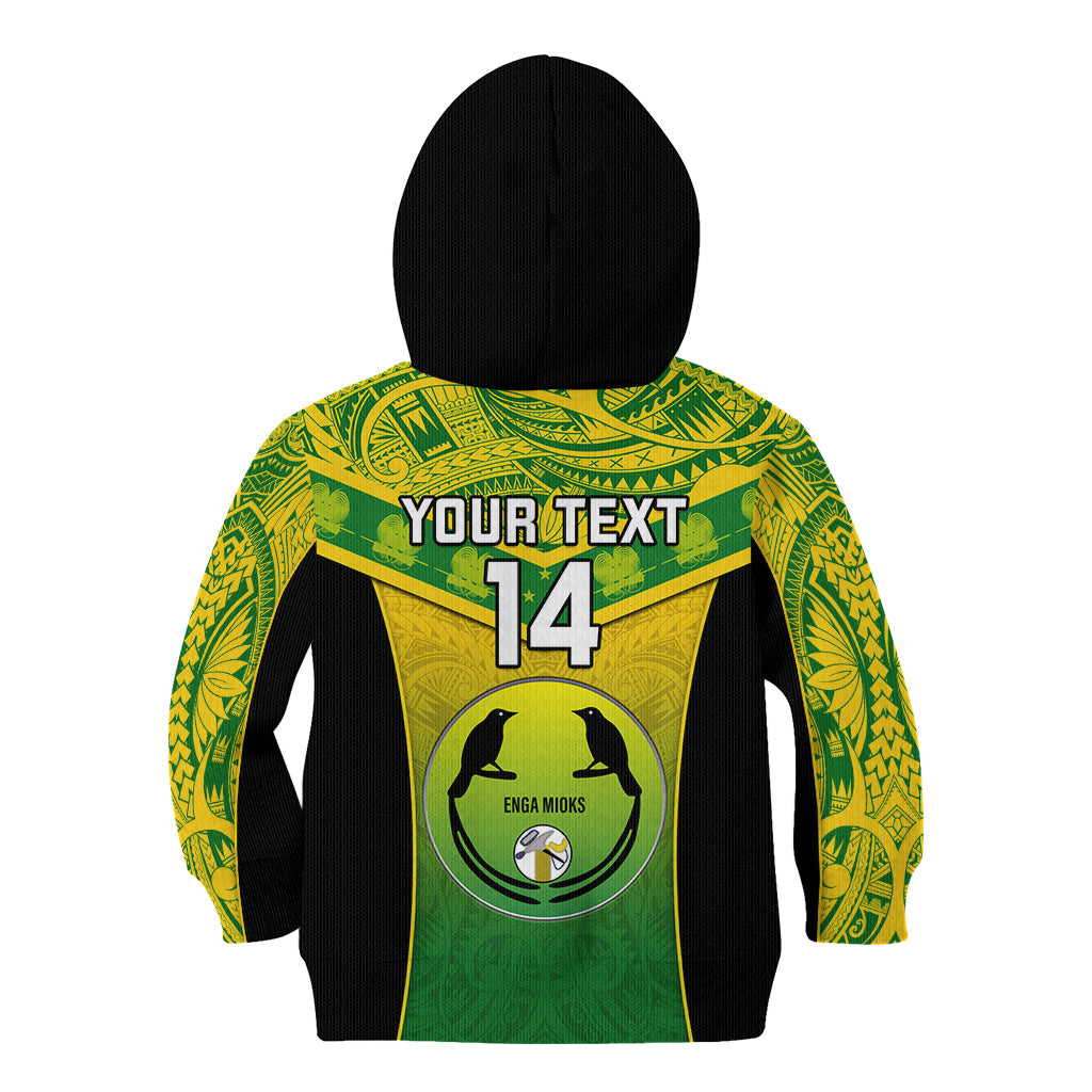 Custom Papua New Guinea Rugby Kid Hoodie Enga Mioks PNG Polynesian Pattern - Wonder Print Shop