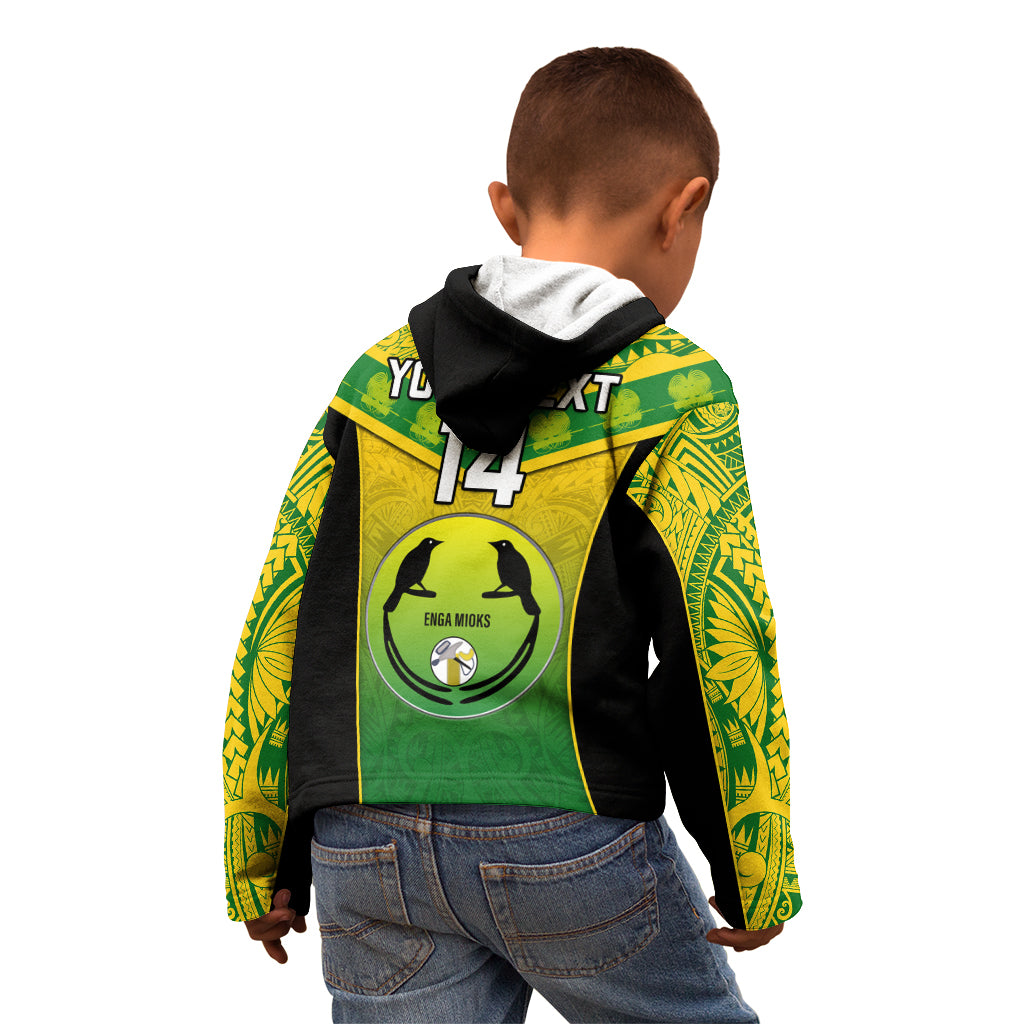 Custom Papua New Guinea Rugby Kid Hoodie Enga Mioks PNG Polynesian Pattern - Wonder Print Shop
