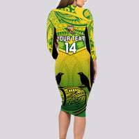 Custom Papua New Guinea Rugby Long Sleeve Bodycon Dress Enga Mioks PNG Polynesian Pattern - Wonder Print Shop