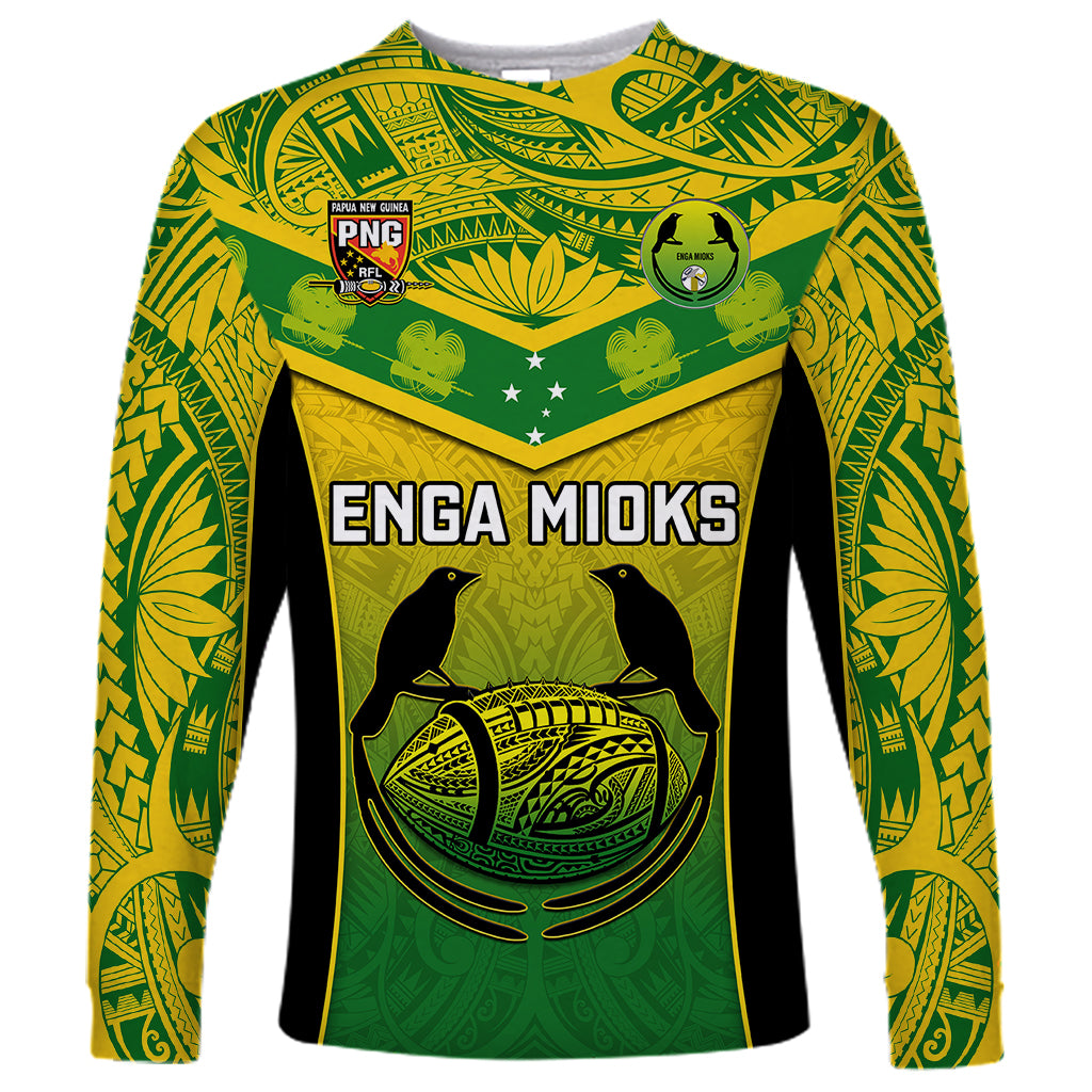 Custom Papua New Guinea Rugby Long Sleeve Shirt Enga Mioks PNG Polynesian Pattern - Wonder Print Shop