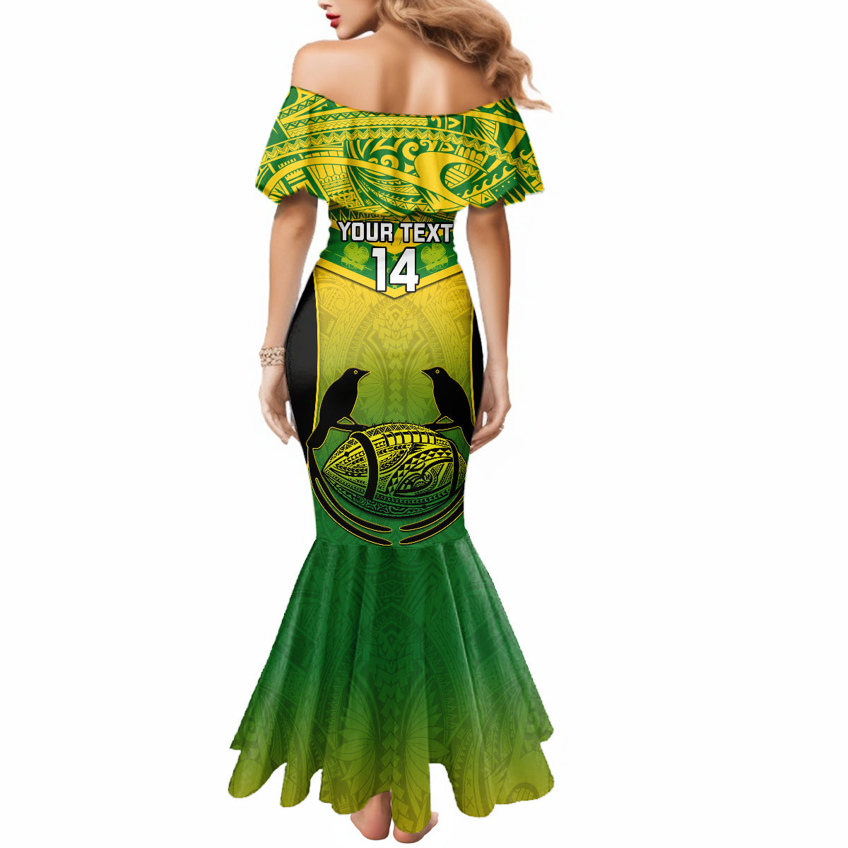 Custom Papua New Guinea Rugby Mermaid Dress Enga Mioks PNG Polynesian Pattern - Wonder Print Shop