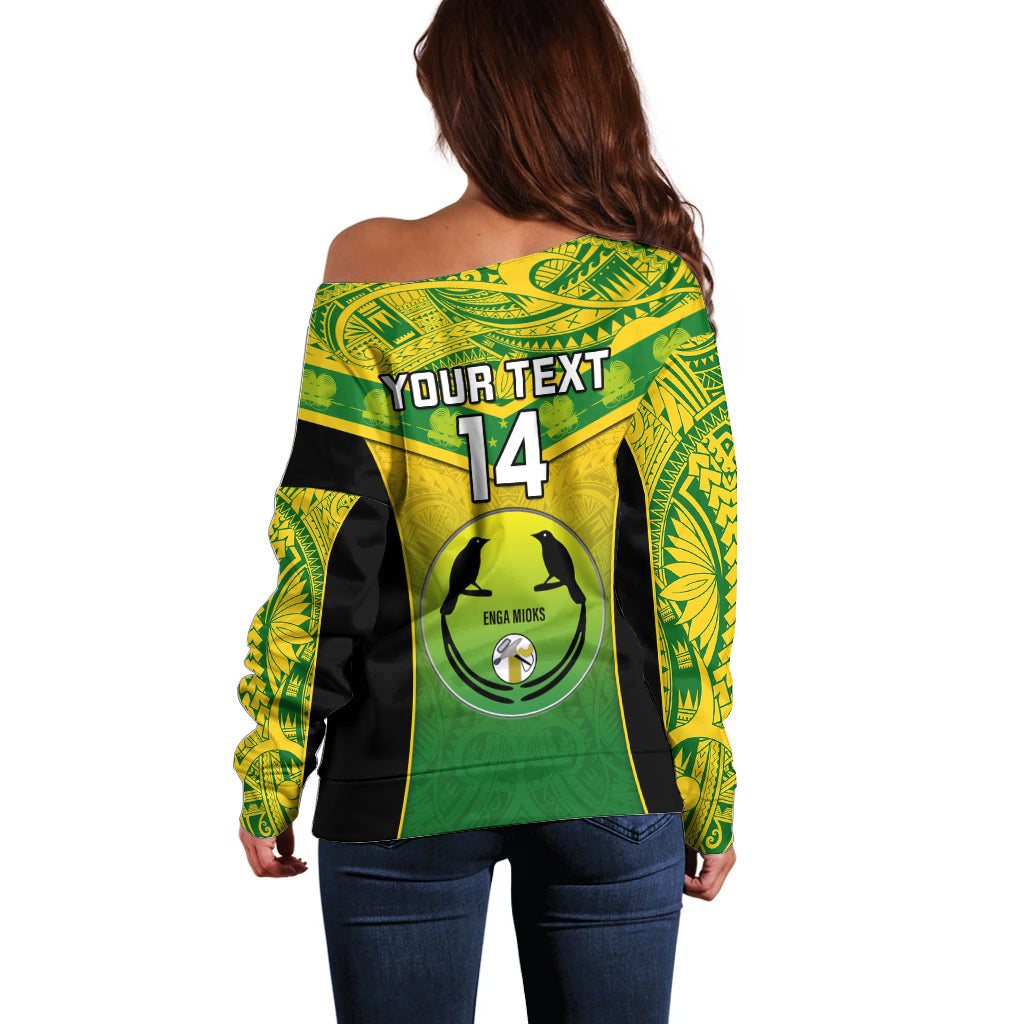 Custom Papua New Guinea Rugby Off Shoulder Sweater Enga Mioks PNG Polynesian Pattern - Wonder Print Shop