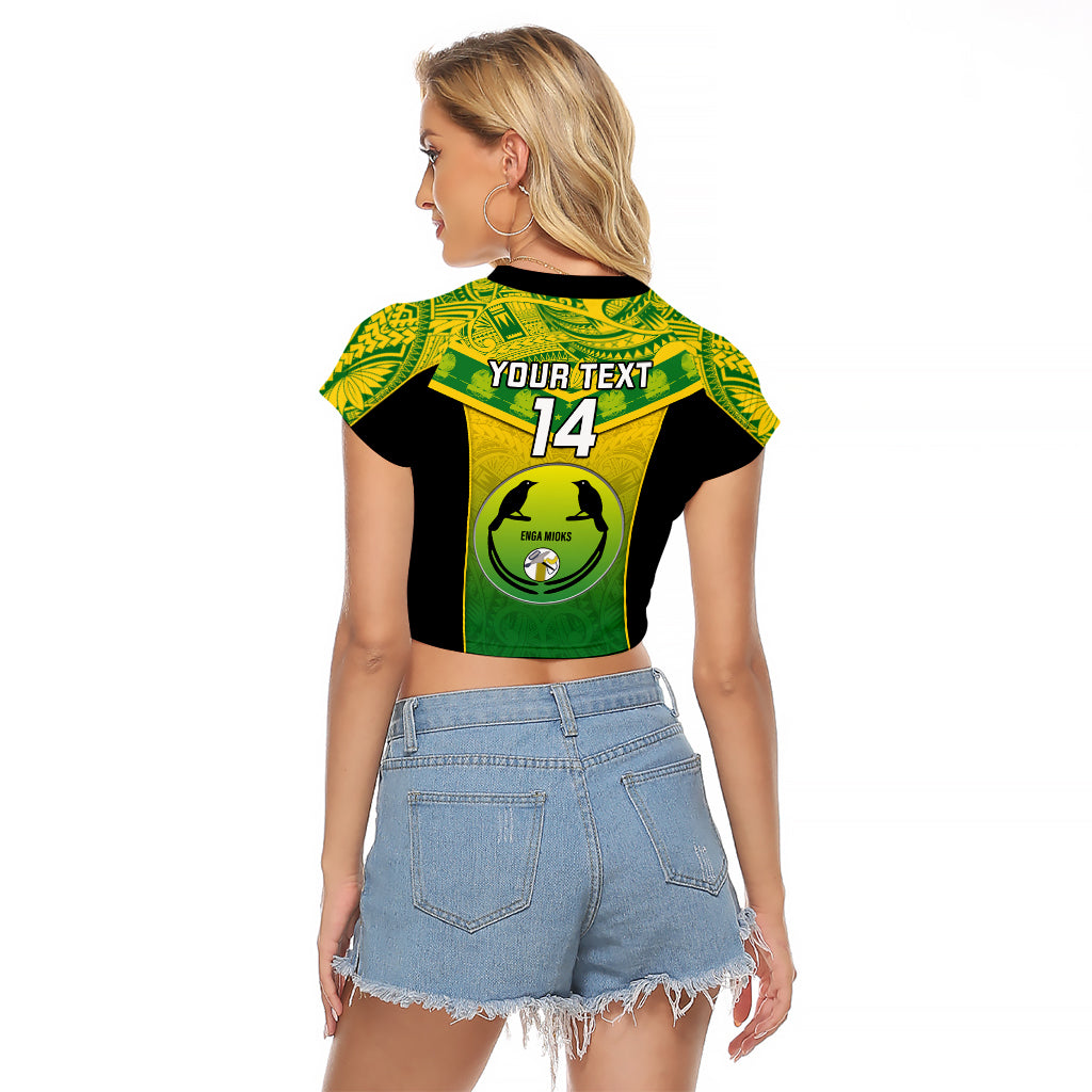 Custom Papua New Guinea Rugby Raglan Cropped T Shirt Enga Mioks PNG Polynesian Pattern - Wonder Print Shop