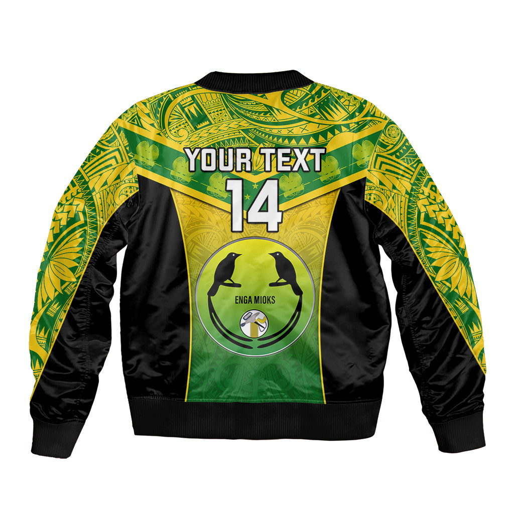 Custom Papua New Guinea Rugby Sleeve Zip Bomber Jacket Enga Mioks PNG Polynesian Pattern - Wonder Print Shop