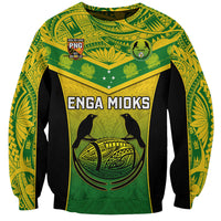Custom Papua New Guinea Rugby Sweatshirt Enga Mioks PNG Polynesian Pattern - Wonder Print Shop