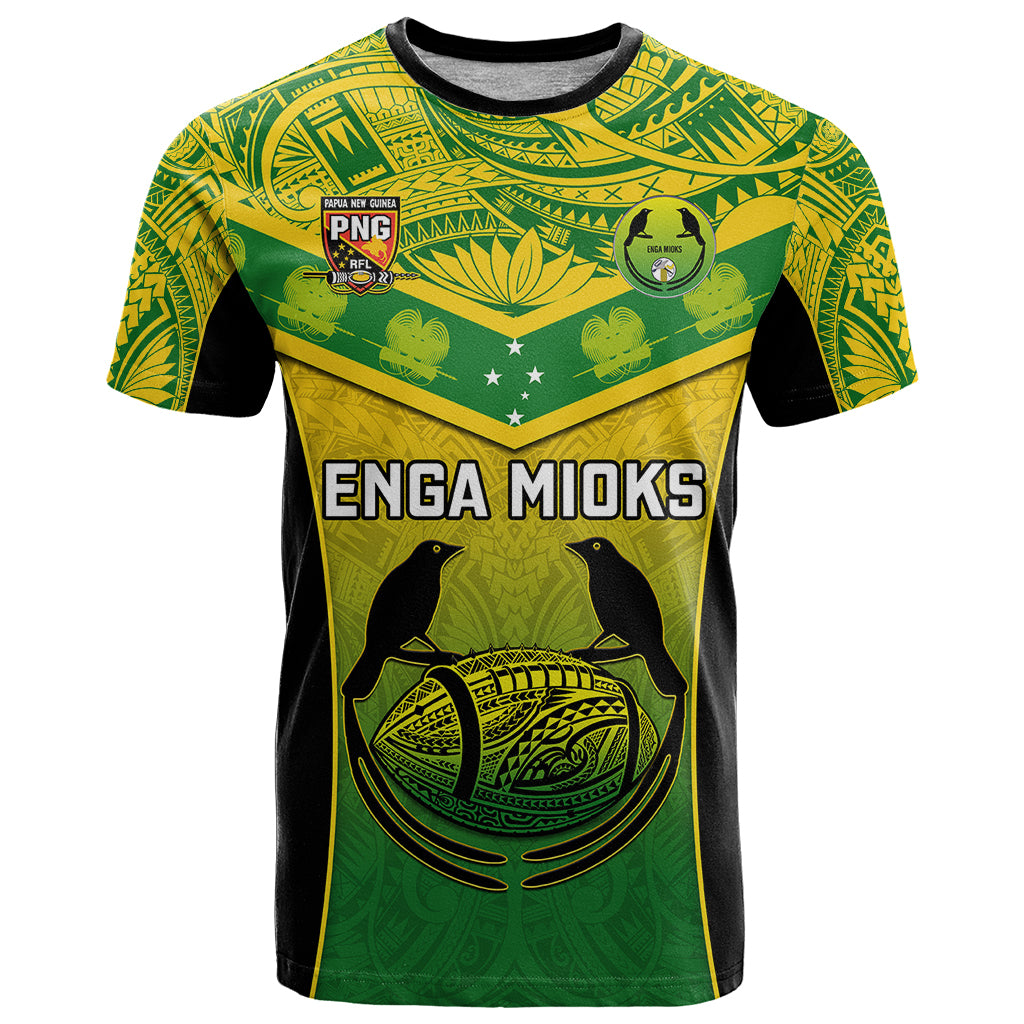 Custom Papua New Guinea Rugby T Shirt Enga Mioks PNG Polynesian Pattern - Wonder Print Shop