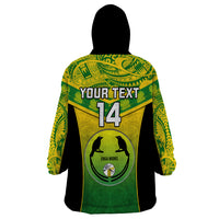 Custom Papua New Guinea Rugby Wearable Blanket Hoodie Enga Mioks PNG Polynesian Pattern - Wonder Print Shop