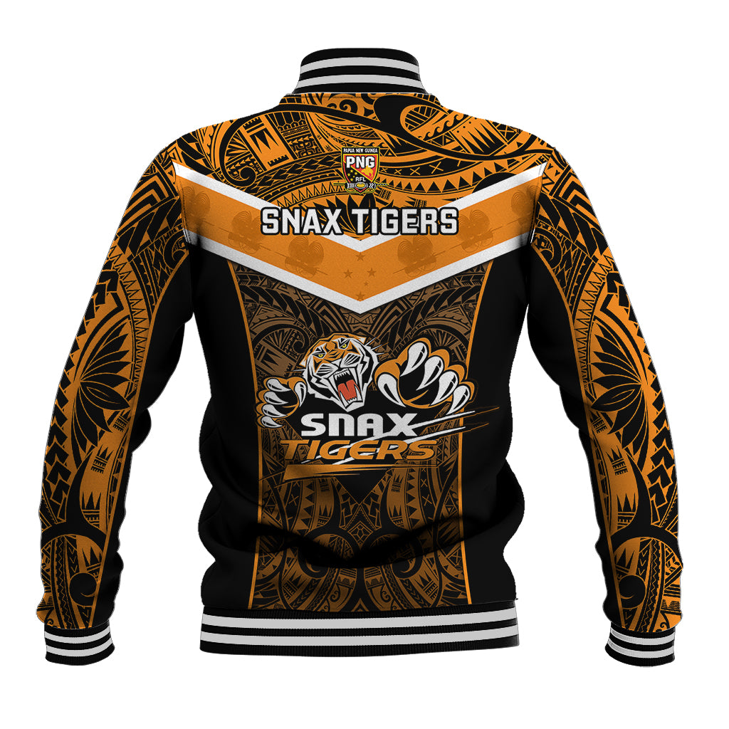Papua New Guinea Rugby Baseball Jacket Lae Snax Tigers PNG Polynesian Pattern - Wonder Print Shop