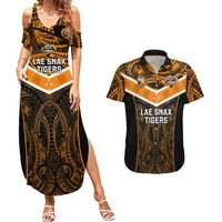 Papua New Guinea Rugby Couples Matching Summer Maxi Dress and Hawaiian Shirt Lae Snax Tigers PNG Polynesian Pattern - Wonder Print Shop