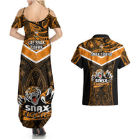 Papua New Guinea Rugby Couples Matching Summer Maxi Dress and Hawaiian Shirt Lae Snax Tigers PNG Polynesian Pattern - Wonder Print Shop