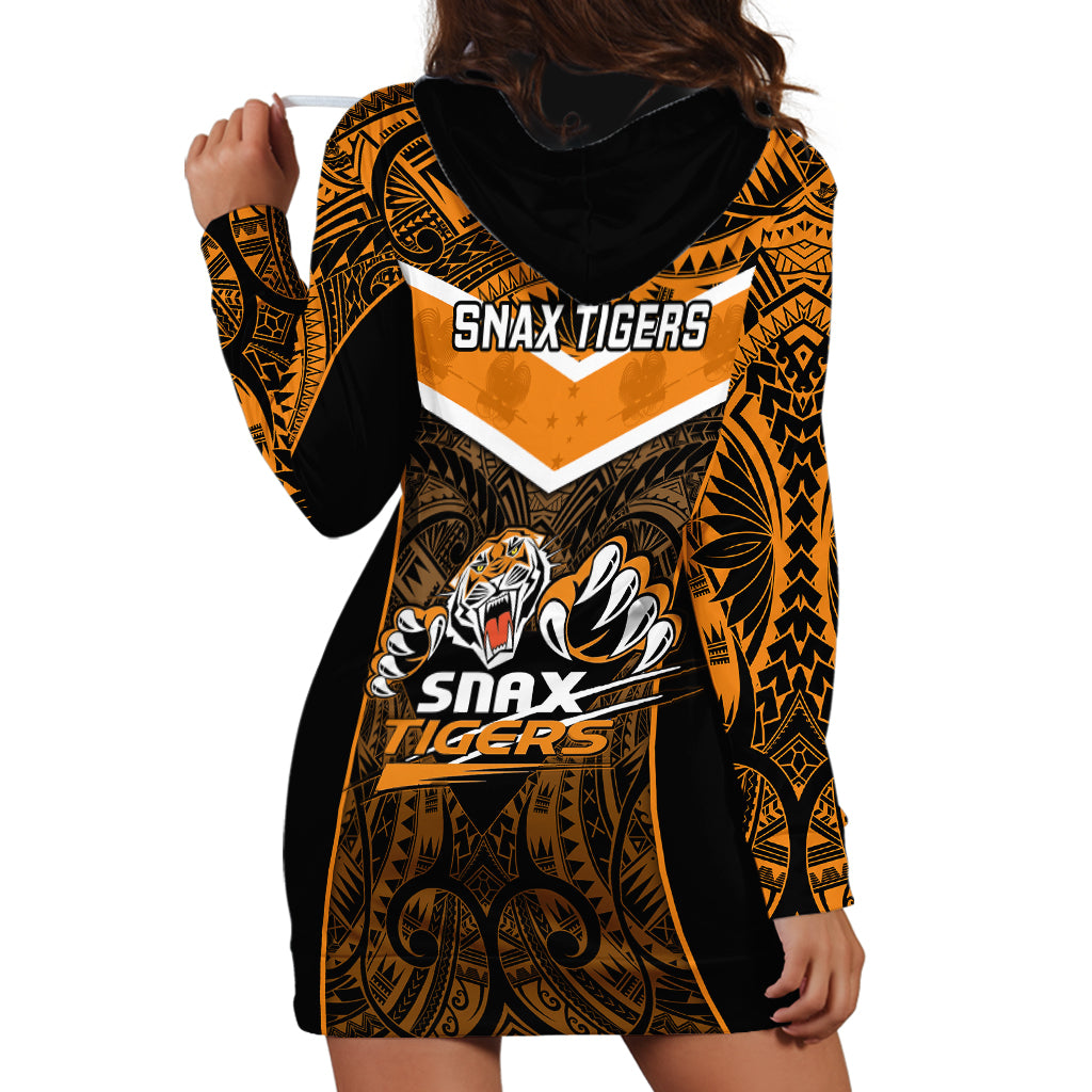 Papua New Guinea Rugby Hoodie Dress Lae Snax Tigers PNG Polynesian Pattern - Wonder Print Shop