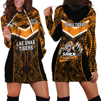 Papua New Guinea Rugby Hoodie Dress Lae Snax Tigers PNG Polynesian Pattern - Wonder Print Shop