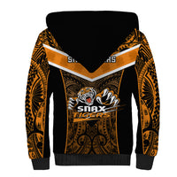 Papua New Guinea Rugby Sherpa Hoodie Lae Snax Tigers PNG Polynesian Pattern - Wonder Print Shop