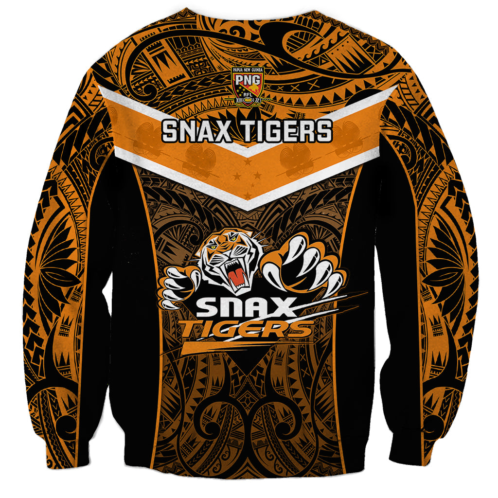 Papua New Guinea Rugby Sweatshirt Lae Snax Tigers PNG Polynesian Pattern - Wonder Print Shop