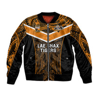 Custom Papua New Guinea Rugby Bomber Jacket Lae Snax Tigers PNG Polynesian Pattern - Wonder Print Shop