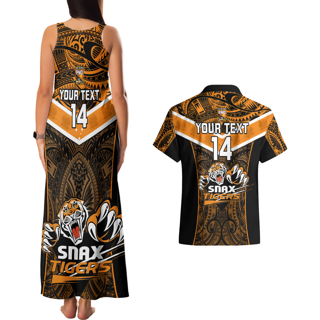 Custom Papua New Guinea Rugby Couples Matching Tank Maxi Dress And Hawaiian Shirt Lae Snax Tigers PNG Polynesian Pattern - Wonder Print Shop
