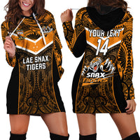 Custom Papua New Guinea Rugby Hoodie Dress Lae Snax Tigers PNG Polynesian Pattern - Wonder Print Shop