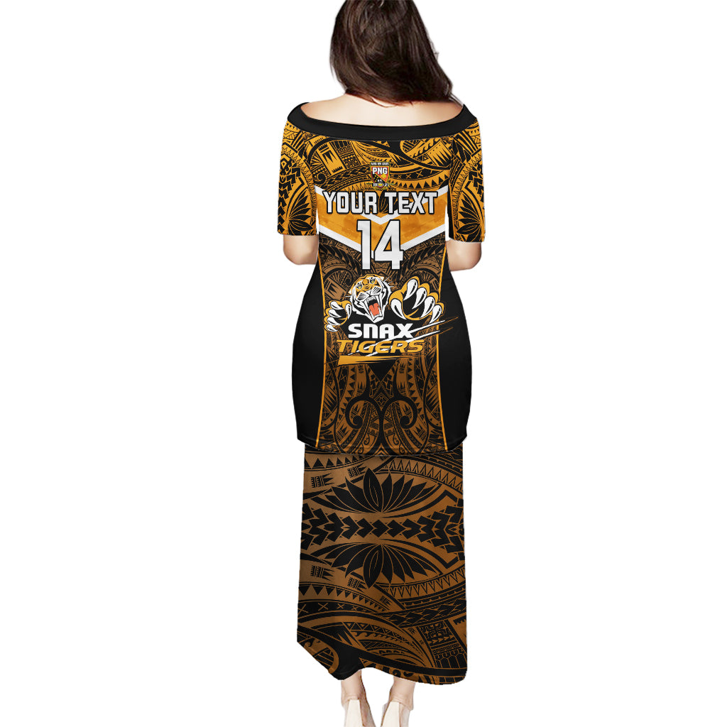 Custom Papua New Guinea Rugby Puletasi Lae Snax Tigers PNG Polynesian Pattern - Wonder Print Shop