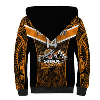 Custom Papua New Guinea Rugby Sherpa Hoodie Lae Snax Tigers PNG Polynesian Pattern - Wonder Print Shop
