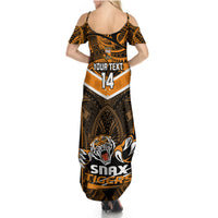 Custom Papua New Guinea Rugby Summer Maxi Dress Lae Snax Tigers PNG Polynesian Pattern - Wonder Print Shop
