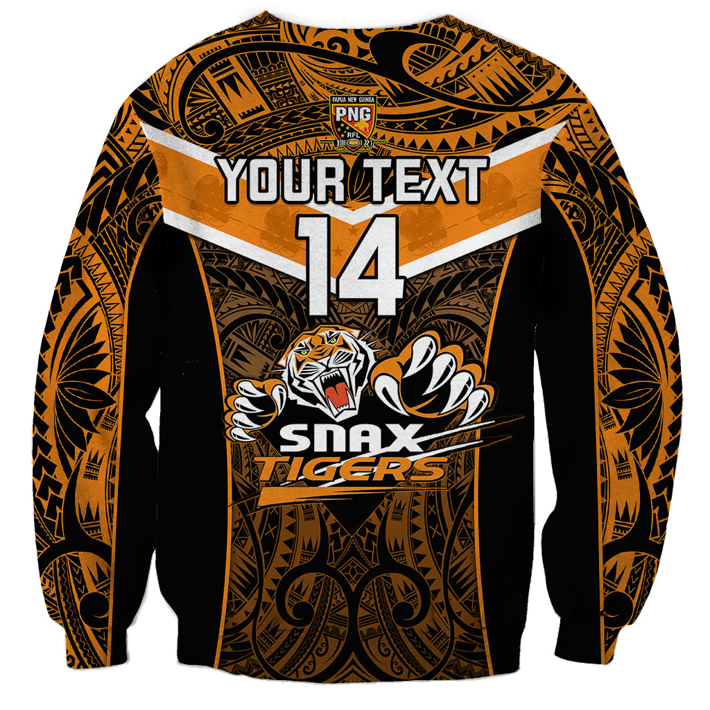 Custom Papua New Guinea Rugby Sweatshirt Lae Snax Tigers PNG Polynesian Pattern - Wonder Print Shop