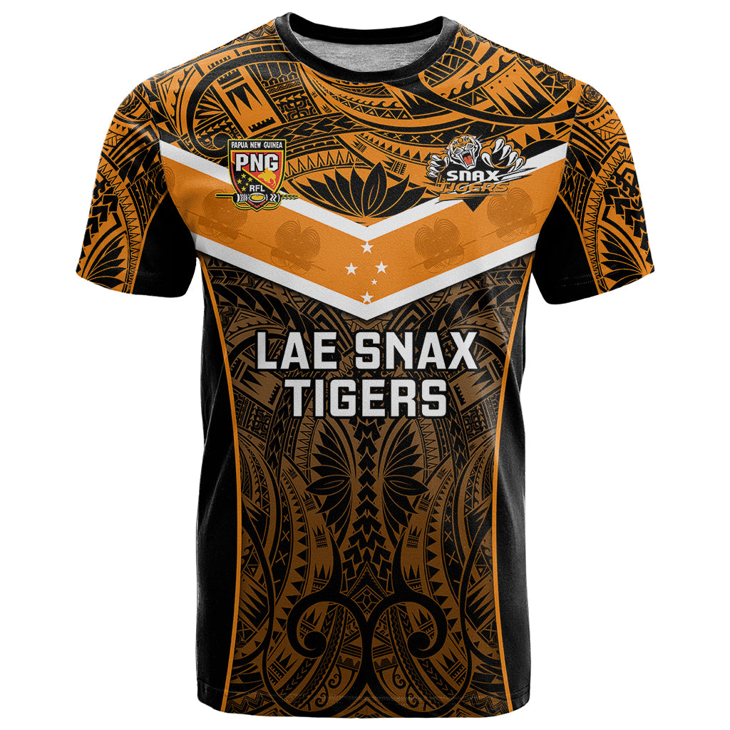 Custom Papua New Guinea Rugby T Shirt Lae Snax Tigers PNG Polynesian Pattern - Wonder Print Shop