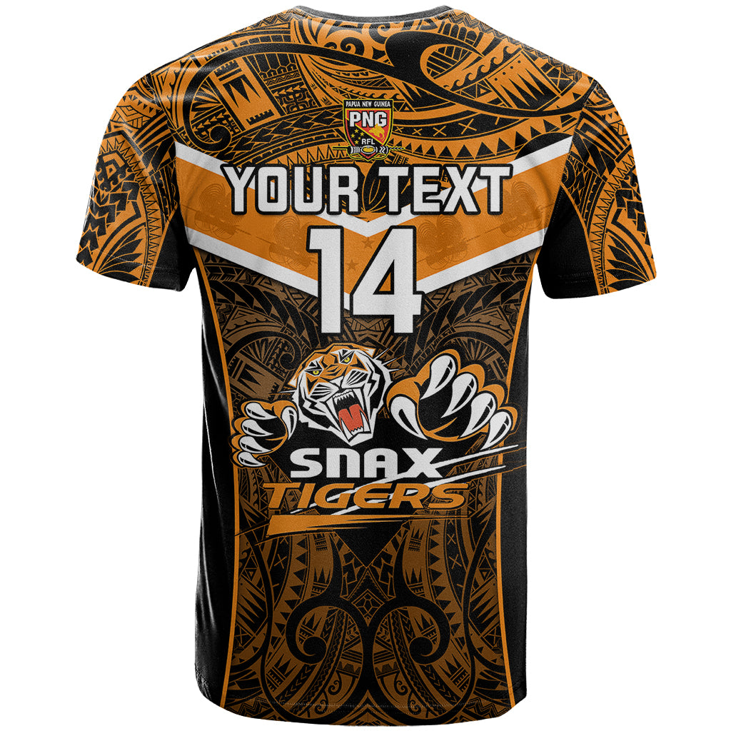 Custom Papua New Guinea Rugby T Shirt Lae Snax Tigers PNG Polynesian Pattern - Wonder Print Shop