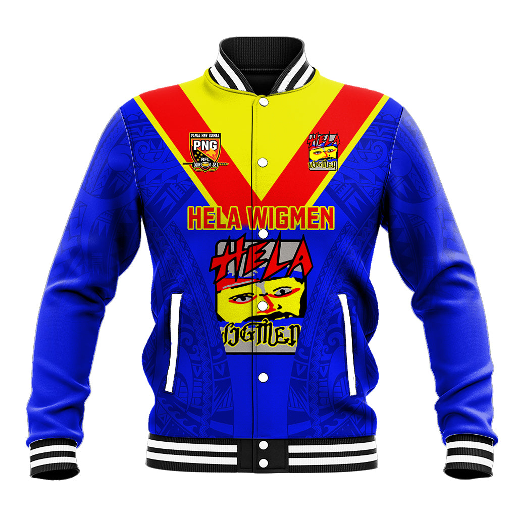 Papua New Guinea Rugby Baseball Jacket Hela Wigmen PNG Polynesian Pattern - Wonder Print Shop