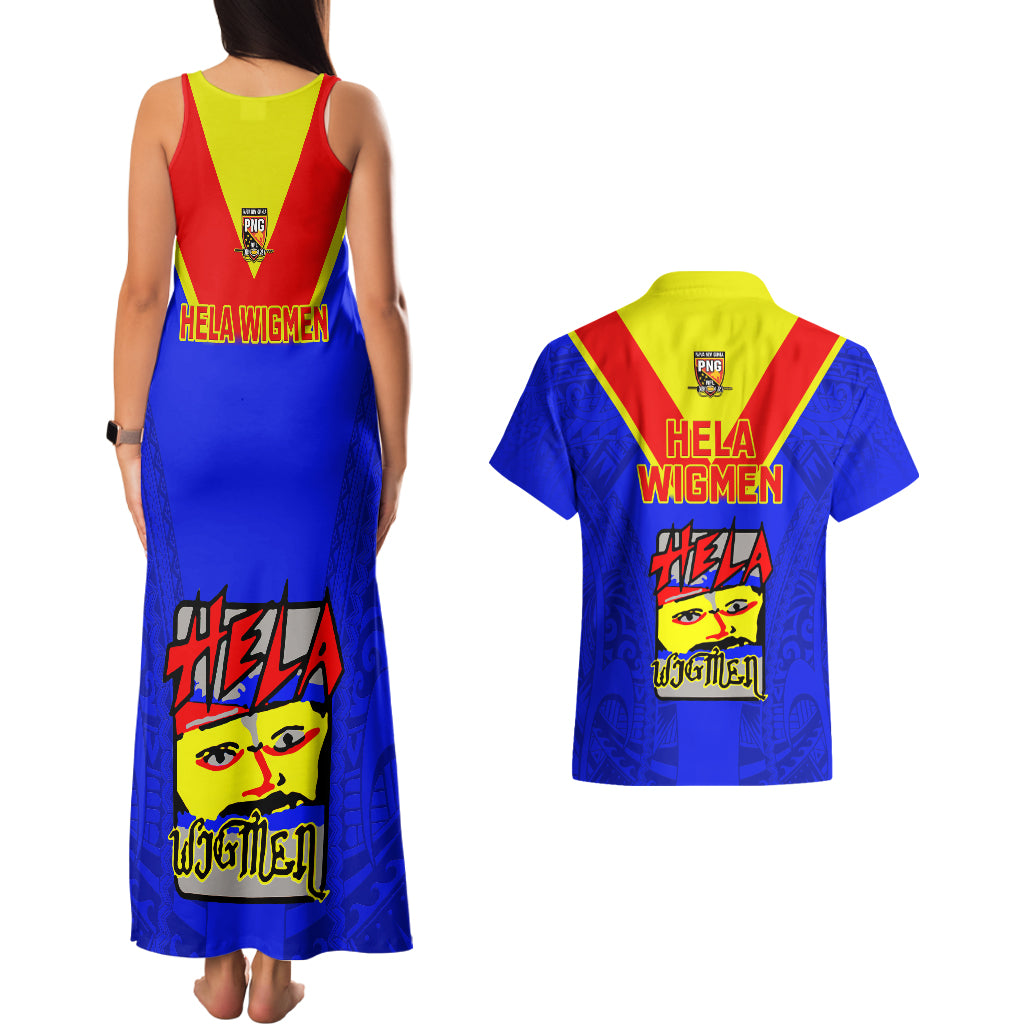 Papua New Guinea Rugby Couples Matching Tank Maxi Dress And Hawaiian Shirt Hela Wigmen PNG Polynesian Pattern - Wonder Print Shop